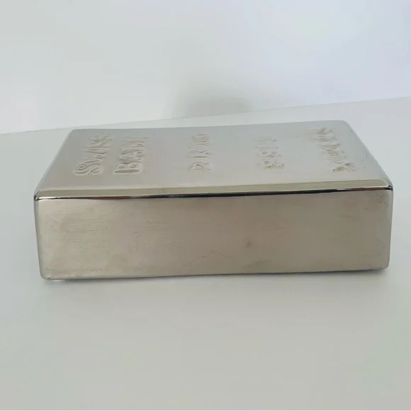 Silver Brick Piggy Bank - Picture 6 of 8